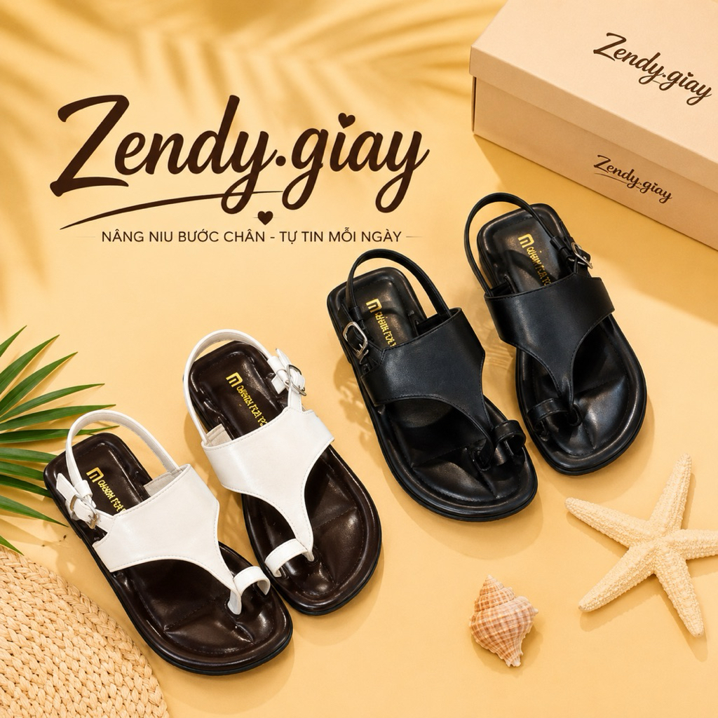 Sandal  Nữ Da Mềm Quai Chéo Xỏ Ngón Đế Bệt Và Cao 3P dễ đi DA5