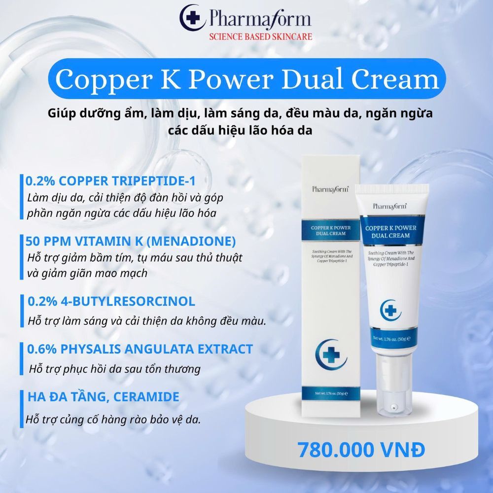 Ảnh 6 của Kem dưỡng Pharmaform Copper K Power Dual Cream giúp dưỡng ẩm, làm dịu, làm sáng, giúp da săn chắc.