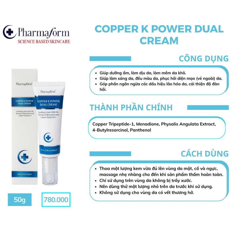 Ảnh 7 của Kem dưỡng Pharmaform Copper K Power Dual Cream giúp dưỡng ẩm, làm dịu, làm sáng, giúp da săn chắc.