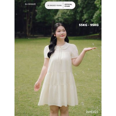 Đầm linen baby doll cổ sen BIGSIZE (55kg đến 95kg) – 	26HD023 - [BU Bigsize Young]