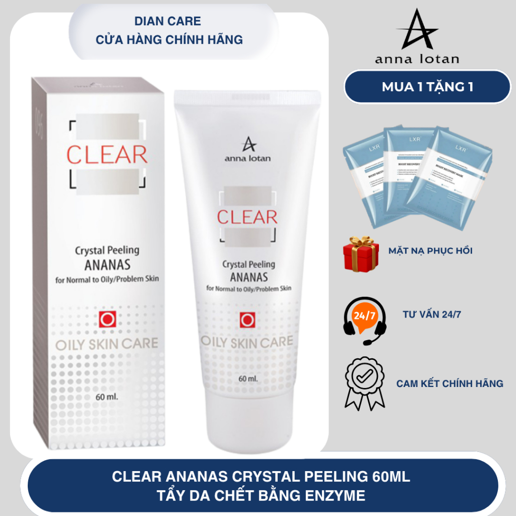 Clear Ananas [ CHÍNH HÃNG ANNA LOTAN ] Crystal Peeling 60ml Tẩy da chết bằng enzyme làm mịn da & chố