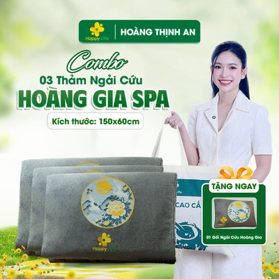 [Tặng Gối] Combo 3 Thảm Ngải Cứu Hoàng Gia Spa Chính Hãng Happy Life Kích Thước 70x180cm