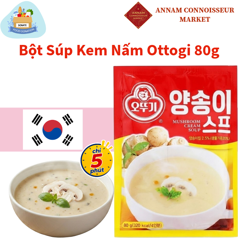 Bột súp kem nấm Ottogi 80g Mushroom Cream Soup Hàn Quốc dinh dưỡng, tiện lợi, nhanh chóng bữa sáng