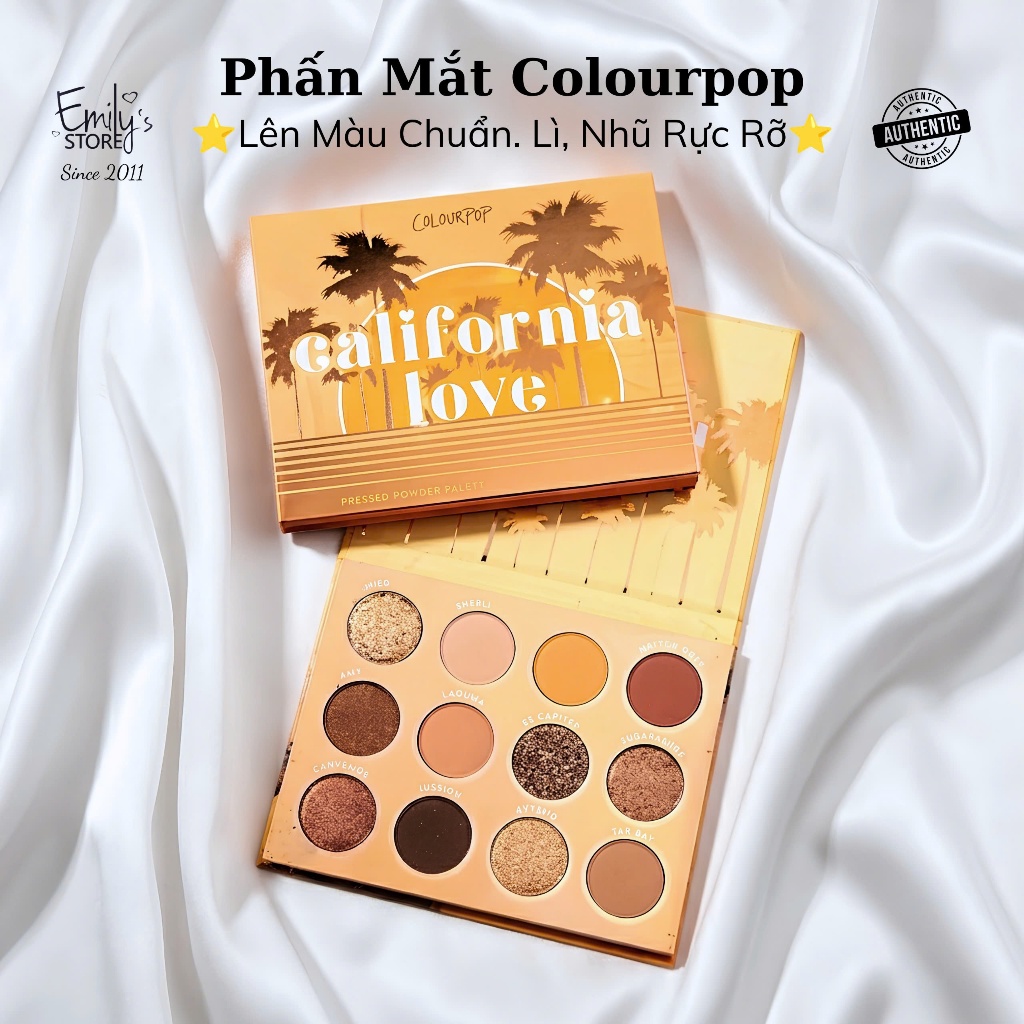 Phấn Mắt Colourpop California Love Eyeshadow Palette. Màu Mắt. Bảng Mắt Màu Vàng Đất. Vàng Cháy