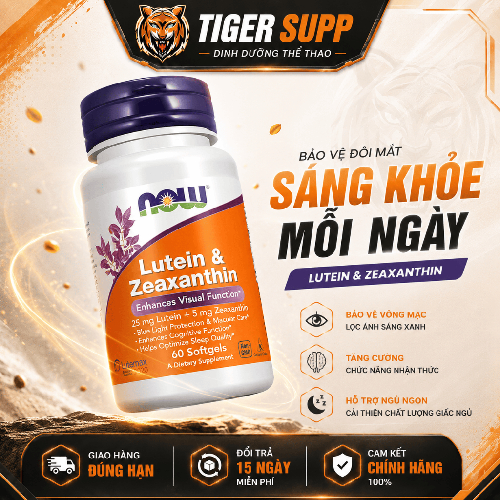 NOW Foods Lutein Zeaxanthin 25mg 5mg - Bổ Sung Hàng Ngày Cho Đôi Mắt Khỏe