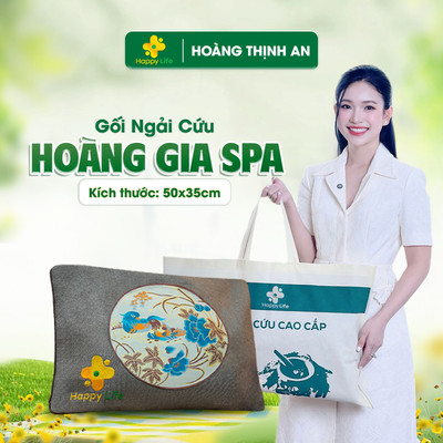 Gối Ngải Cứu Hoàng Gia Spa Cao Cấp Chính Hãng Happy Life Hỗ Trợ Giảm Đau Mỏi Vay Gáy