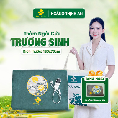 [Tặng 1 Gối] Thảm Ngải Cứu Hoàng Thịnh An Trường Sinh Kích Thước 70x180cm Chính Hãng Happy Life
