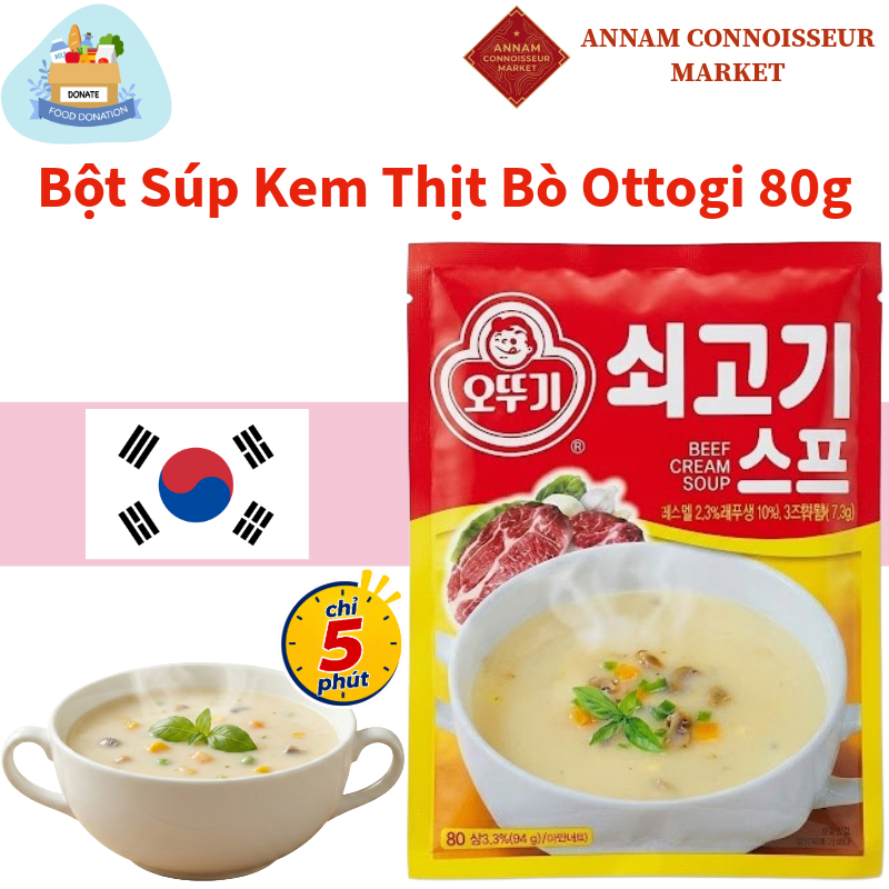 Bột súp kem thịt bò Ottogi 80g Hàn Quốc Beef Cream Soup tiện lợi cho trẻ em, người lớn tuổi dã ngoại