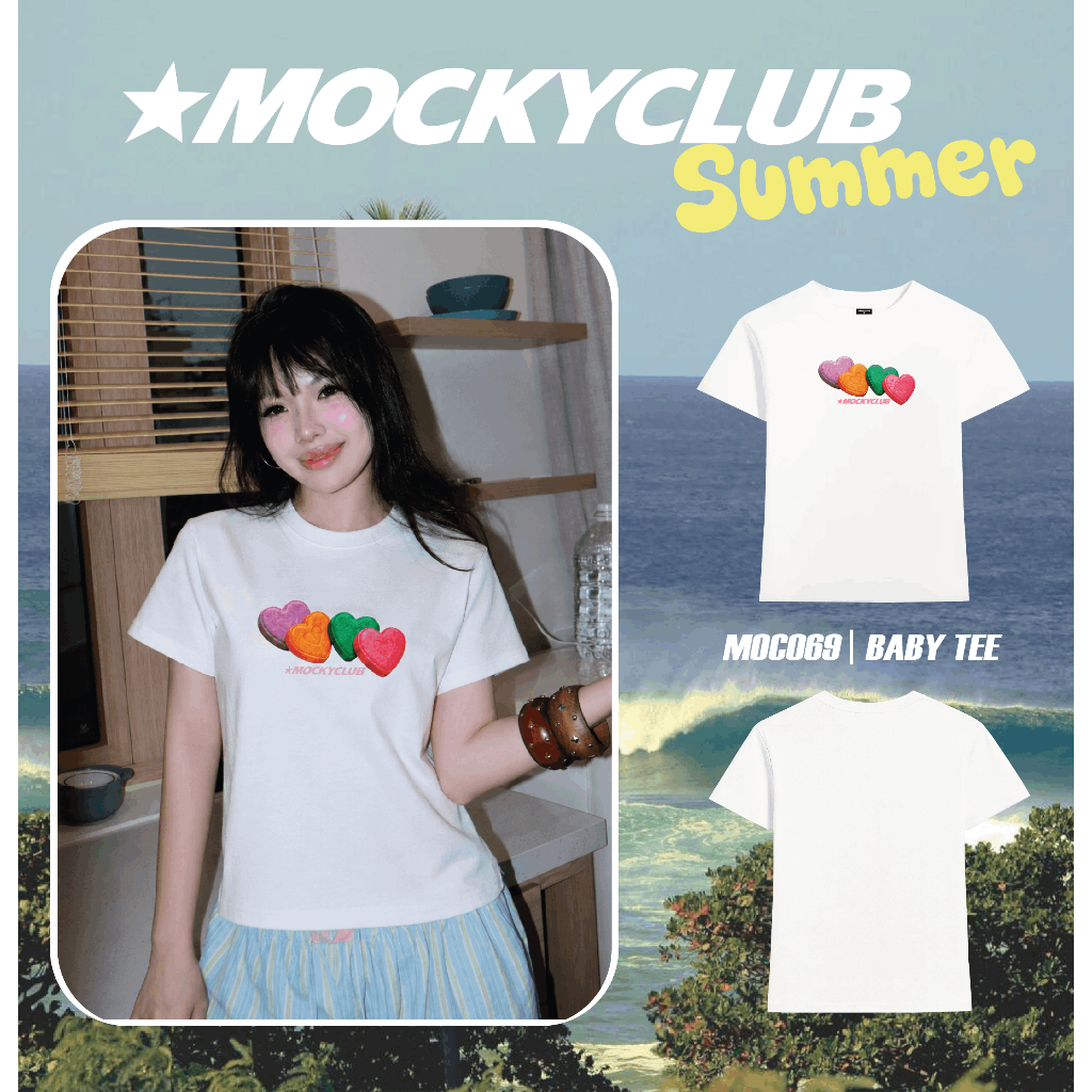 Áo Thun Baby Tee Nữ MOCKYCLUB - MOC069 - Form Baby In DTG Hình Candy Hearts Phong Cách Summer