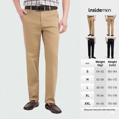 Quần Kaki Nam Insidemen Regular thanh lịch, thoải mái, rộng rãi, cotton co giãn linh hoạt IKK0250S0
