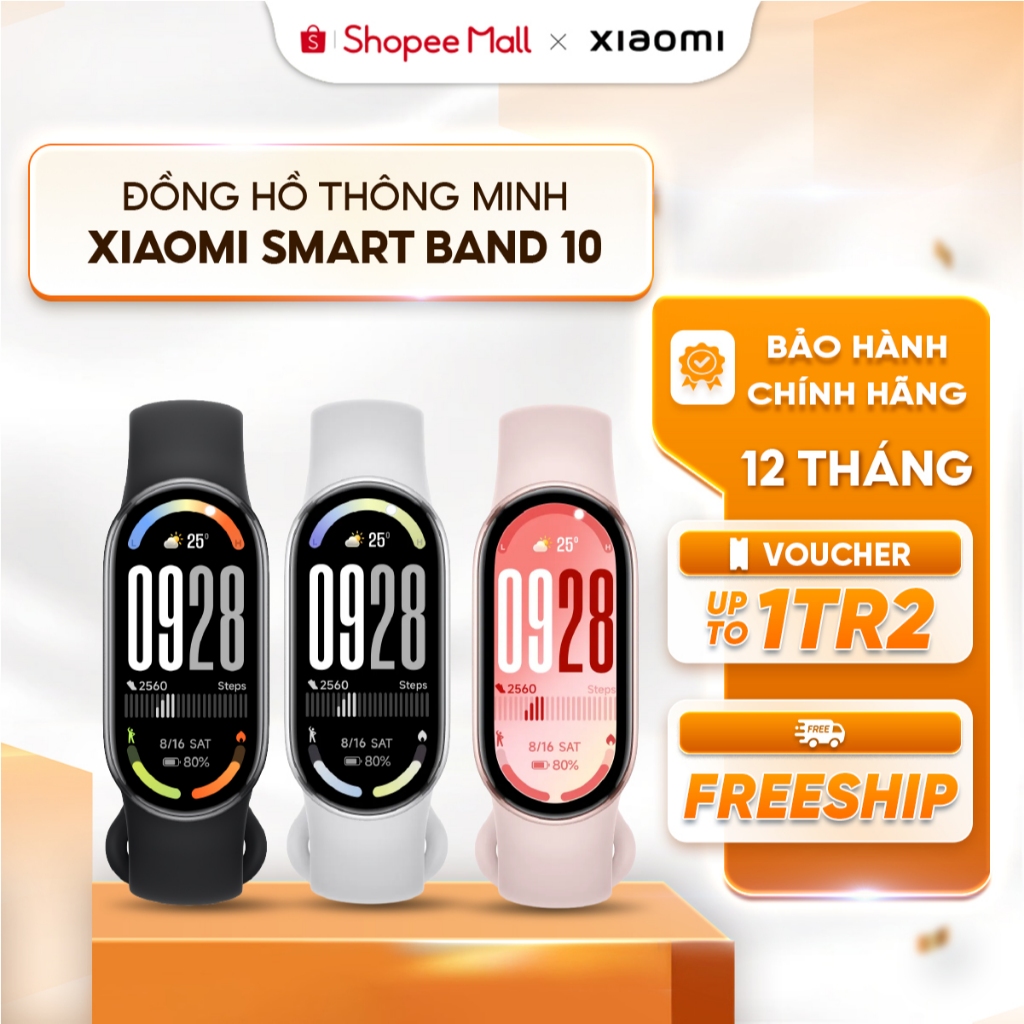 Đồng hồ thông minh Xiaomi Smart Band 10  - Độ sáng màn 1500 nit - Bảo hành 12 tháng
