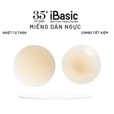 Hộp 2 Cặp dán ngực silicone iBasic nhiệt tự thân tái sử dụng không keo an toàn cho da PK107-BOX2
