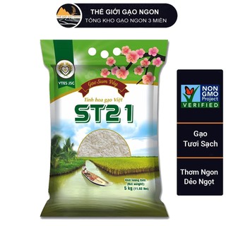 Gạo ST21 Sum vầy Thượng Hạng - Túi 5kg - Gạo đạt tiêu chuẩn hữu cơ