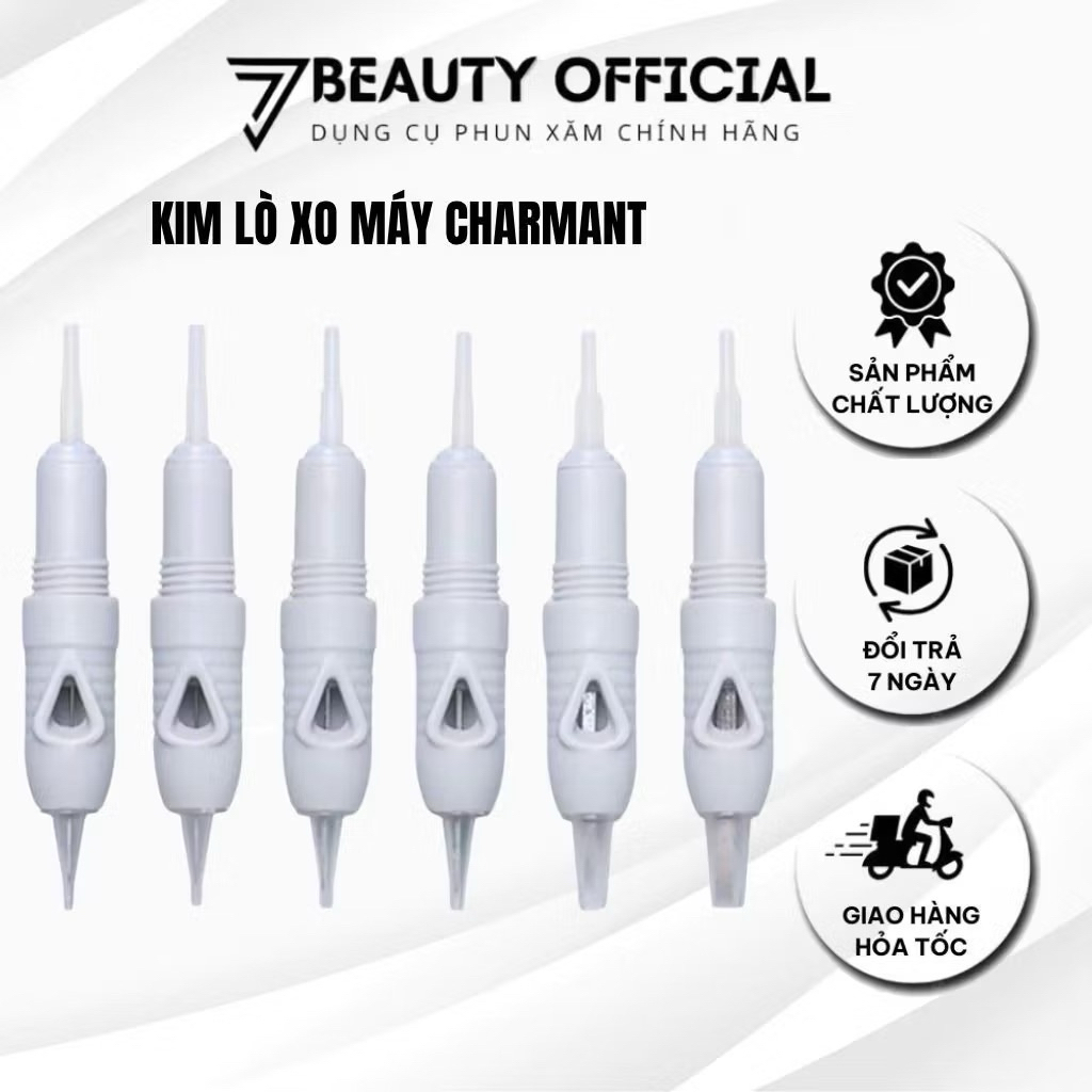 20 chiếc Kim phun xăm Kỹ thuật số đủ size 1 3 5 7, Kim phun xăm Charmant, máy thần thánh lò xo, máy 