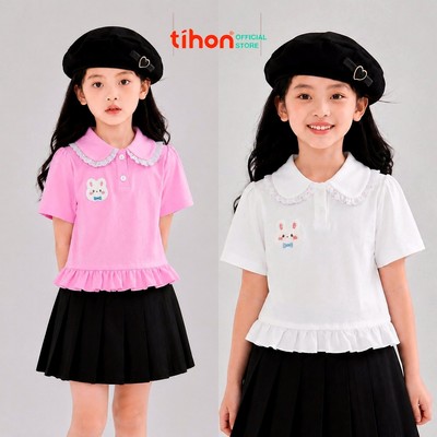 Áo bé gái TIHON cao cấp thiết kế áo polo chất liệu thun mềm mại đi học đi chơi cho bé ACT0744308