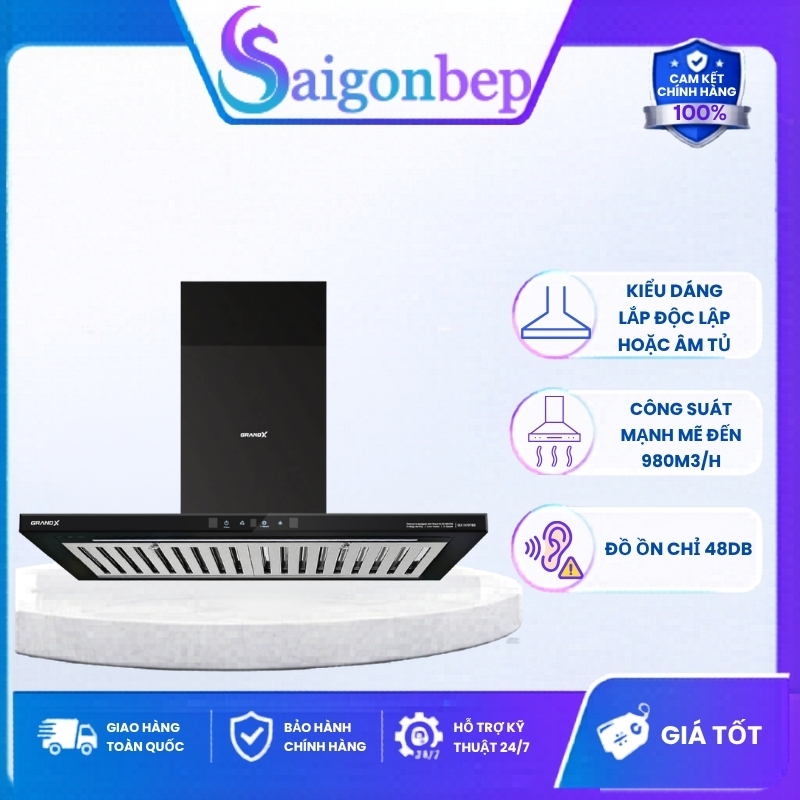 Máy Hút Mùi Chữ T Grand X GX-H70T65 - Động Cơ Tuabin 190W, Hút Khủng 980m³/h