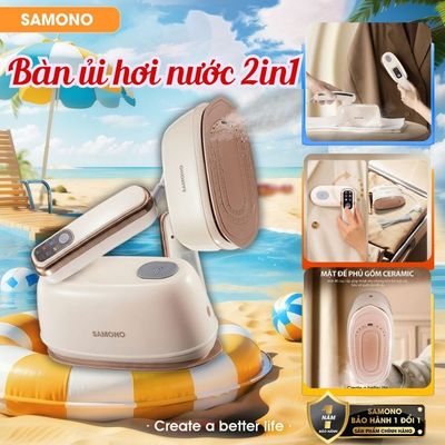 (BH 1 năm) Bàn ủi hơi nước cầm tay SAMONO SW-GSG200 2in1 phù hợp cho mọi loại vải bàn là cầm tay dung tích lớn