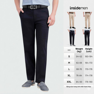 Quần Kaki Nam Insidemen Regular Fit có túi sau, cotton co giãn, thoáng khí IKK0240S0