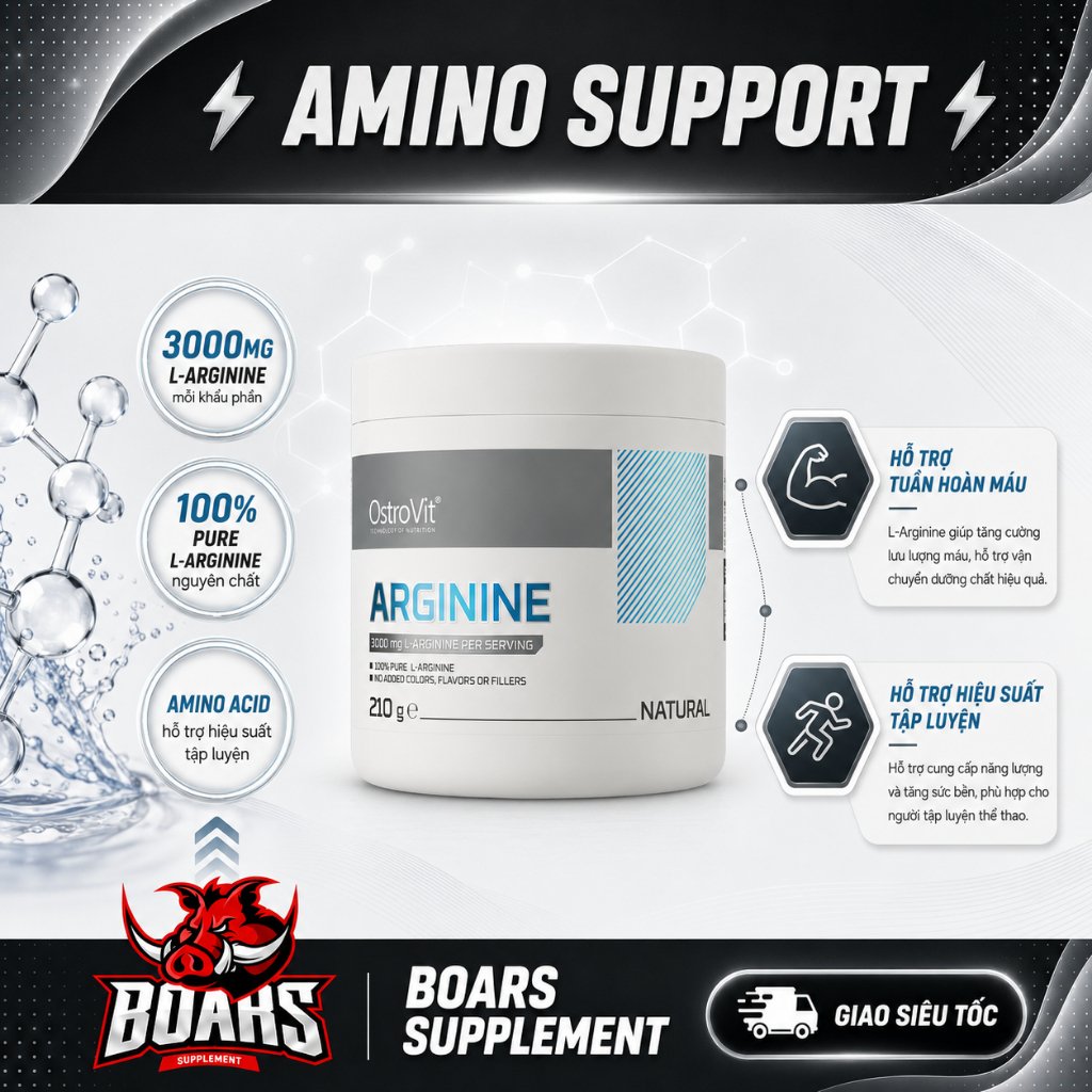 OstroVit Arginine 210g Bột L-Arginine Ostrovit EU