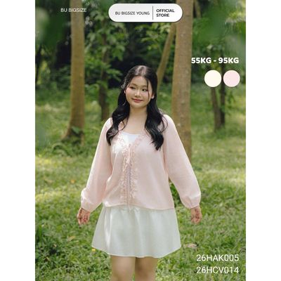 Áo khoác linen bèo cổ Bigsize ( 55kg-95kg)- 26HAK005- [ BU Bigsize Young ]