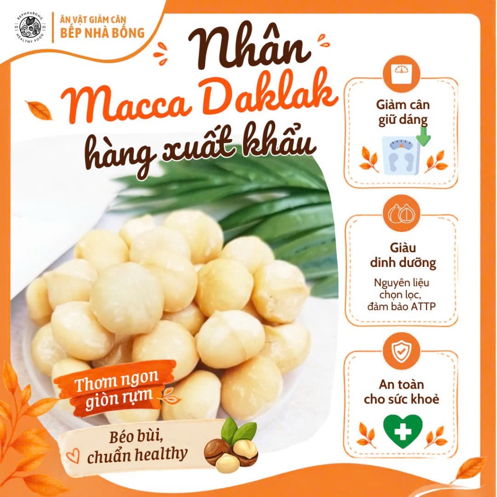 Nhân hạt macca ĐăkLăk sấy nguyên hạt/ hạt vỡ loại 1 - Nhân hạt macca tách vỏ nhập khẩu bịch 250gr-50