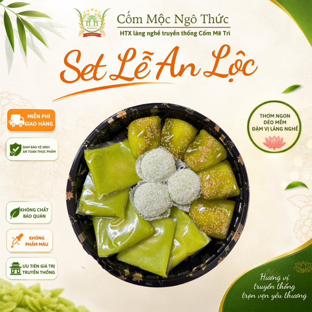 Set Lễ An Lộc | Bánh Mochi, Bánh Cốm, Bánh Xu Xê Cốm Dừa | Đặc Sản Cốm Mễ Trì Hà Nội