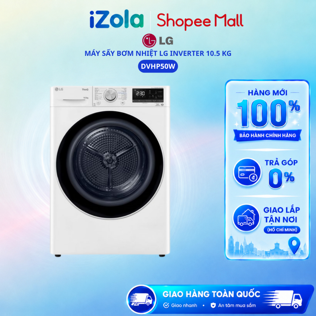 DVHP50W - Máy sấy bơm nhiệt LG 10.5 kg DVHP50W - Hàng chính hãng