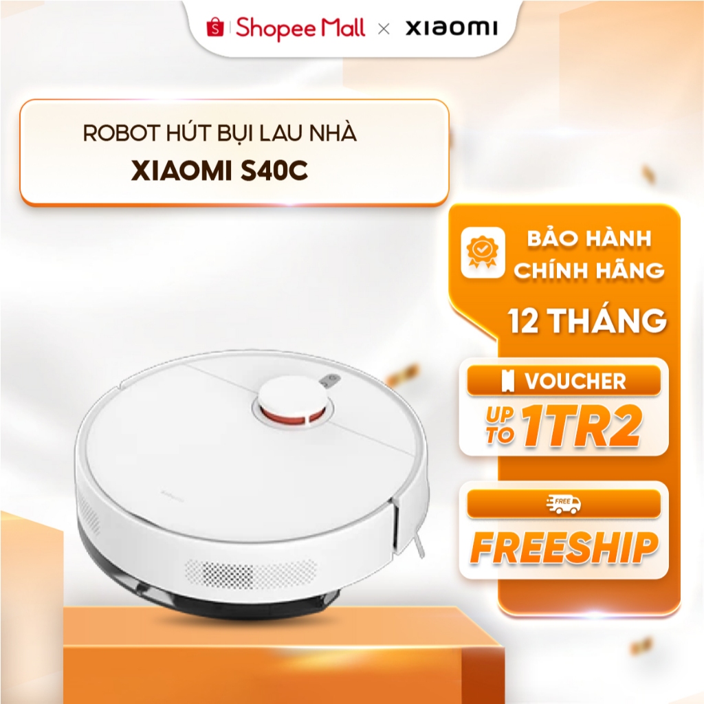 Xiaomi S40C Robot hút bụi thông minh - Lực hút 5000Pa - Kiểm soát lưu lượng nước - Bảo hành 12 tháng