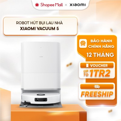 Xiaomi Vacuum 5 Robot hút bụi lau nhà thông minh - Lực hút 20000Pa - Pin 5200mAh - 4 chế độ làm sạch