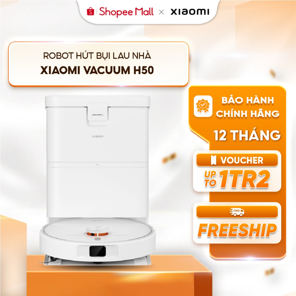 Robot hút bụi lau nhà Xiaomi Vacuum H50 - Lực hút mạnh 10,000Pa | Tự động giặt sấy khô, đổ rác - Lau xoay kép | BigBuy360 - bigbuy360.vn