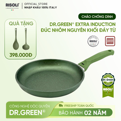 Risoli Italy Dr.Green Extra-Induction – Chảo nhôm đúc đáy từ cạn – 20/24/28 cm