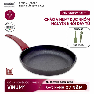 Chảo VINUM đúc nhôm nguyên khối đáy từ lòng cạn - Thương hiệu Risoli`