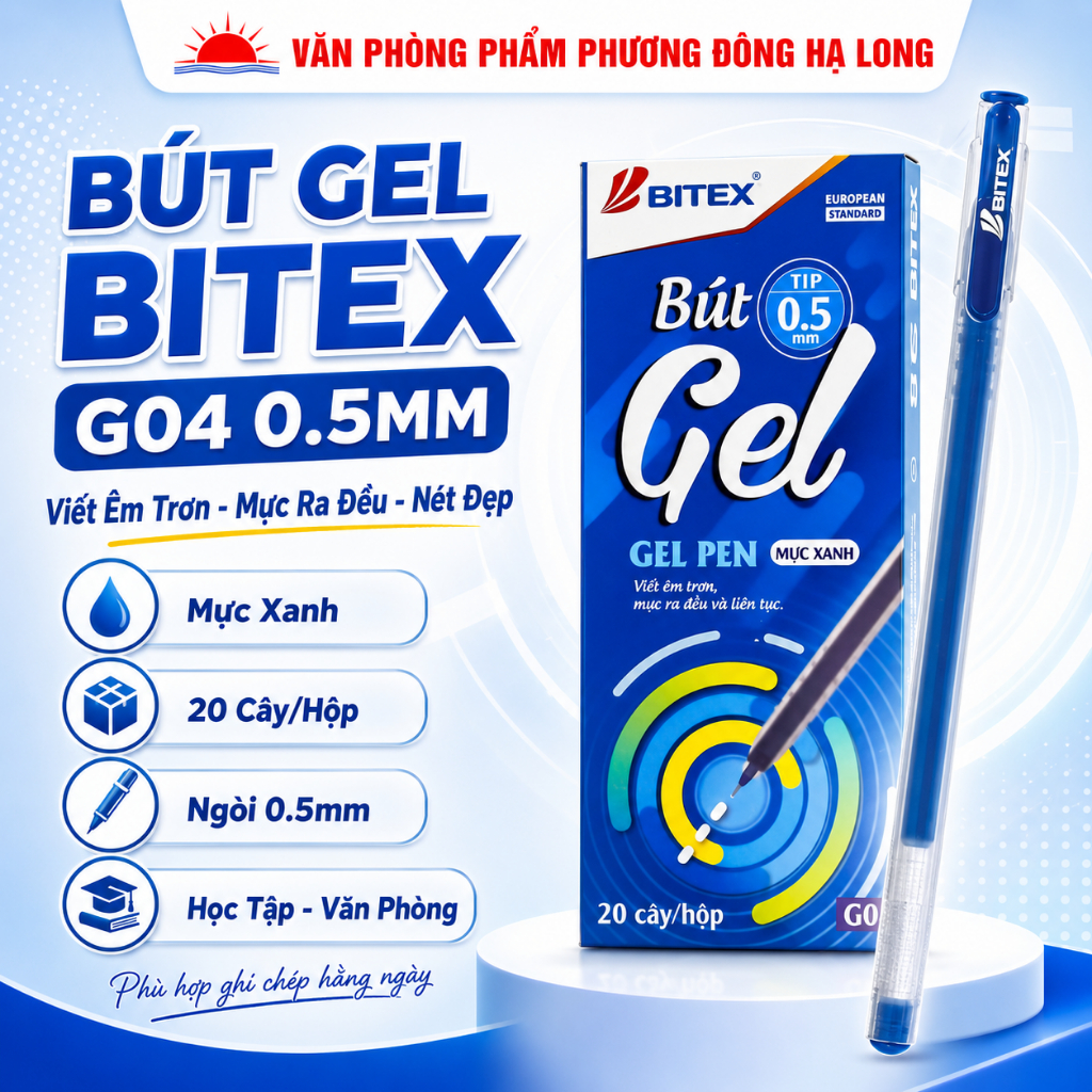 Bút Gel Bitex G04 Ngòi Thép Không Gỉ Viết Êm Trơn