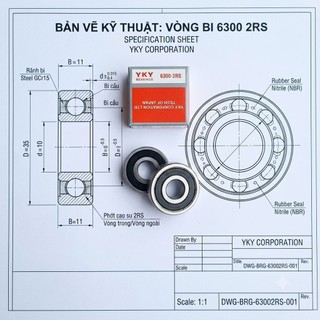Hộp 10 cái  bạc đạn 6300 2RS YKY ( cốt 10x35x11 mm )