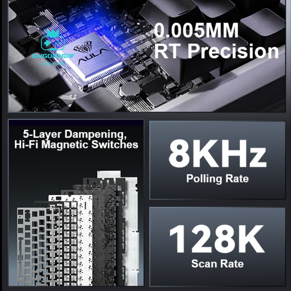 Bàn phím cơ Aula Hero75 HE bàn phím chơi game laptop,pc - Rapid Trigger, RT 0.01mm - Hỗ trợ 8k - Có Hotswap - LED RGB | BigBuy360 - bigbuy360.vn