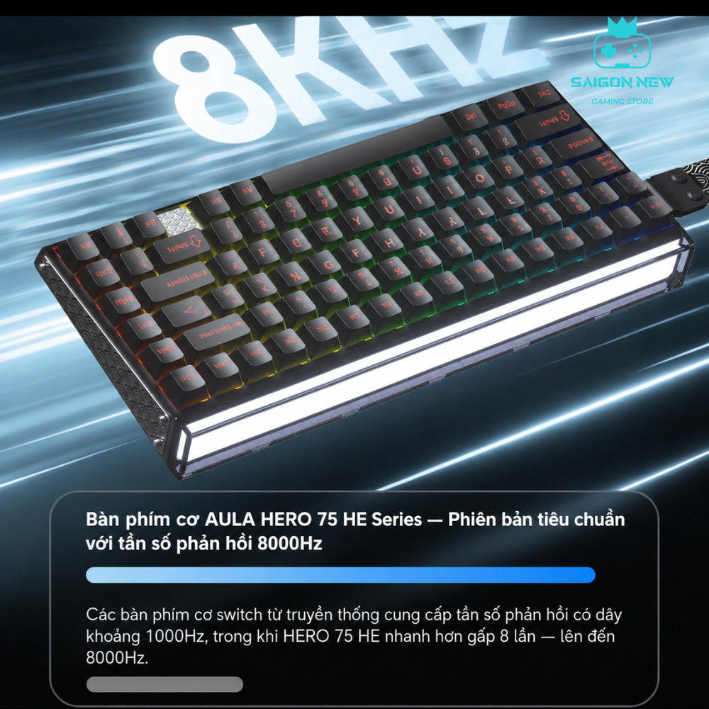Bàn phím cơ Aula Hero75 HE bàn phím chơi game laptop,pc - Rapid Trigger, RT 0.01mm - Hỗ trợ 8k - Có Hotswap - LED RGB | BigBuy360 - bigbuy360.vn