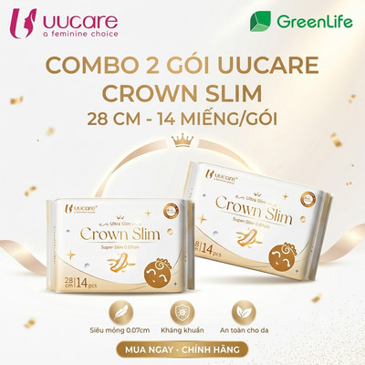 Combo Băng vệ sinh UUcare Singapore Crown Slim 28cm 14 miếng ngày và đêm
