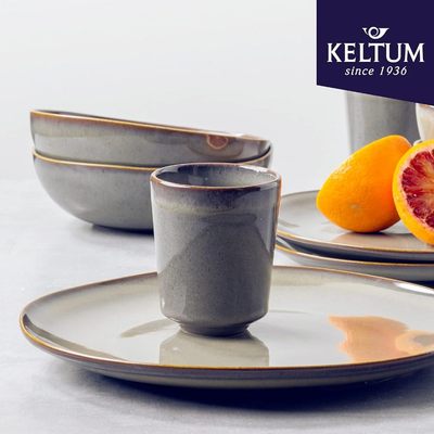 [GIFT] Bộ 2 Cốc Gốm Sứ Keltum Dung Tích 250ml Màu Xám Thạch Anh