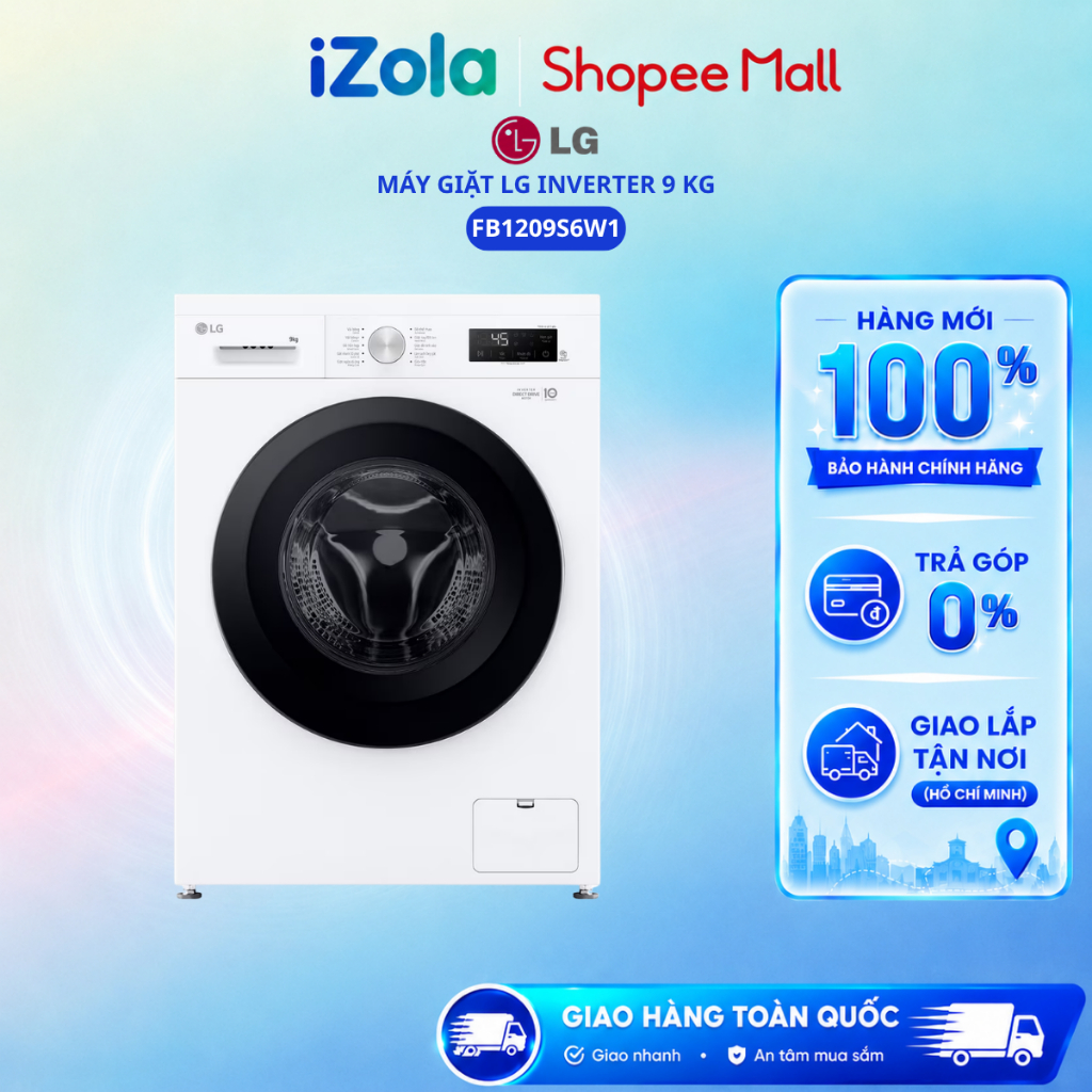 FB1209S6W1 - Máy Giặt LG Inverter 9 Kg FB1209S6W1 - Hàng chính hãng