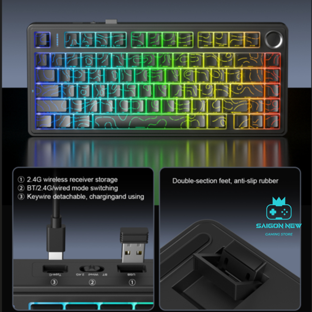 Bàn phím cơ Aula F75 HE - Công nghệ Rapid Trigger 0.01mm - Hỗ trợ 8k - Có Hotswap -LED RGB, bàn phím chơi game laptop,pc | BigBuy360 - bigbuy360.vn
