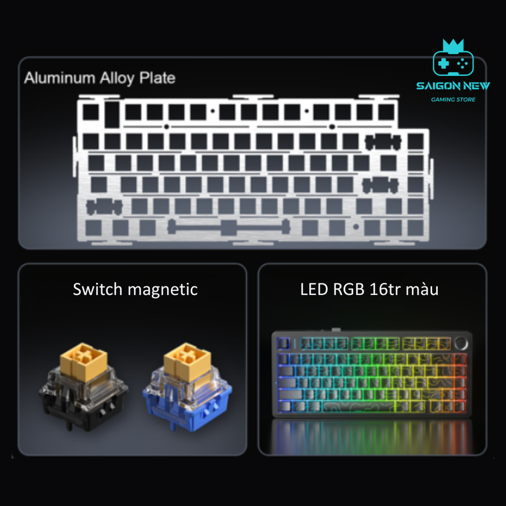 Bàn phím cơ Aula F75 HE - Công nghệ Rapid Trigger 0.01mm - Hỗ trợ 8k - Có Hotswap -LED RGB, bàn phím chơi game laptop,pc | BigBuy360 - bigbuy360.vn