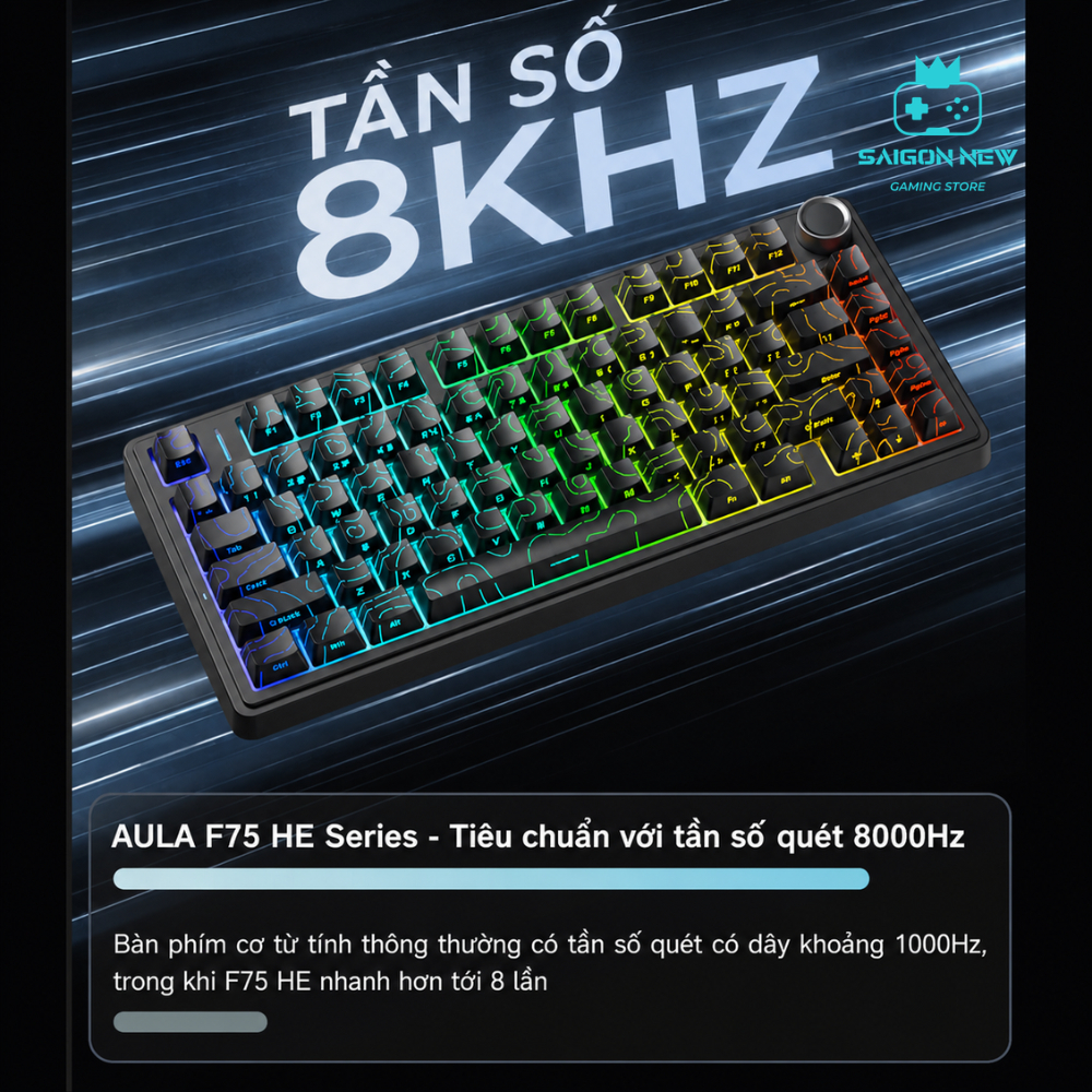 Bàn phím cơ Aula F75 HE - Công nghệ Rapid Trigger 0.01mm - Hỗ trợ 8k - Có Hotswap -LED RGB, bàn phím chơi game laptop,pc | BigBuy360 - bigbuy360.vn