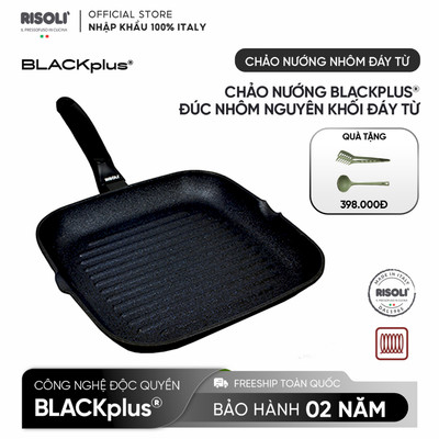 Risoli Italy BlackPlus – Chảo nướng nhôm đúc đáy từ đa năng – 26 cm