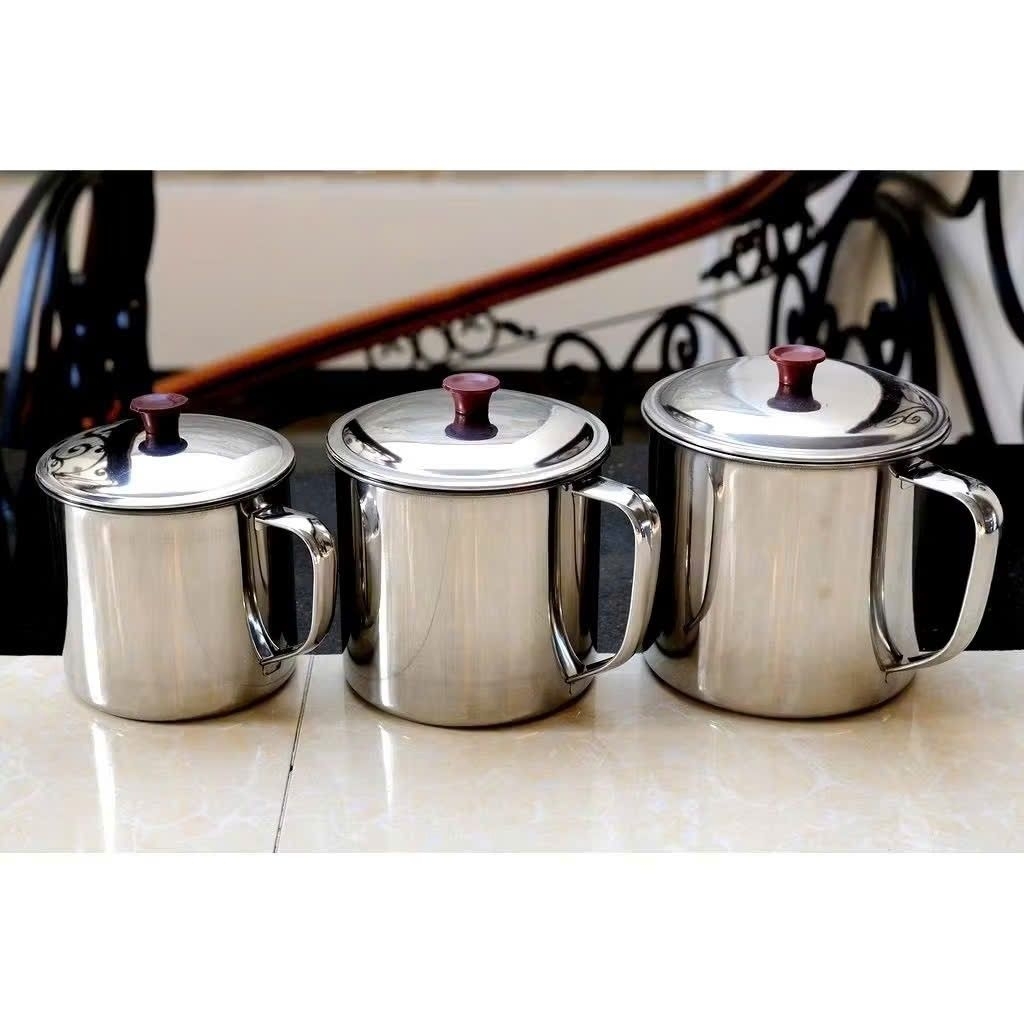 CA INOX UỐNG NƯỚC CÓ NẮP LOẠI TỐT_ Ca inox uống nước có quai, có nắp