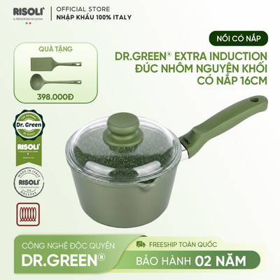 Risoli Italy Dr.Green Extra – Nồi nhôm đúc đáy từ 16 cm có nắp kính