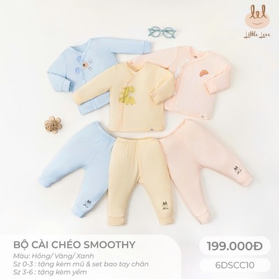Sét sơ sinh cài lệch tặng kèm phụ kiện Littlelove [  Vải Mềm, Mát, Mịn Co Dãn, thấm hút tốt ] Size 0M-6m (6DSCC10