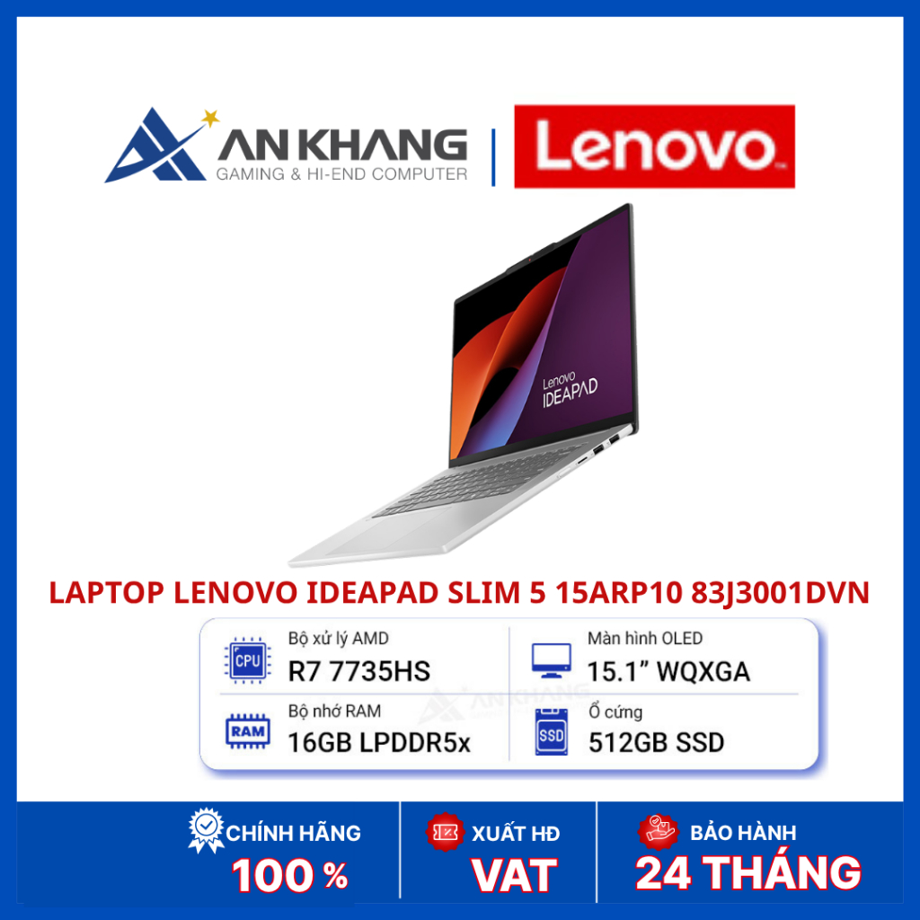Laptop Lenovo IdeaPad Slim 5 15ARP10 83J3001DVN | Ryzen 7 7735HS | RAM 16GB | SSD 512GB | OLED 15.1 