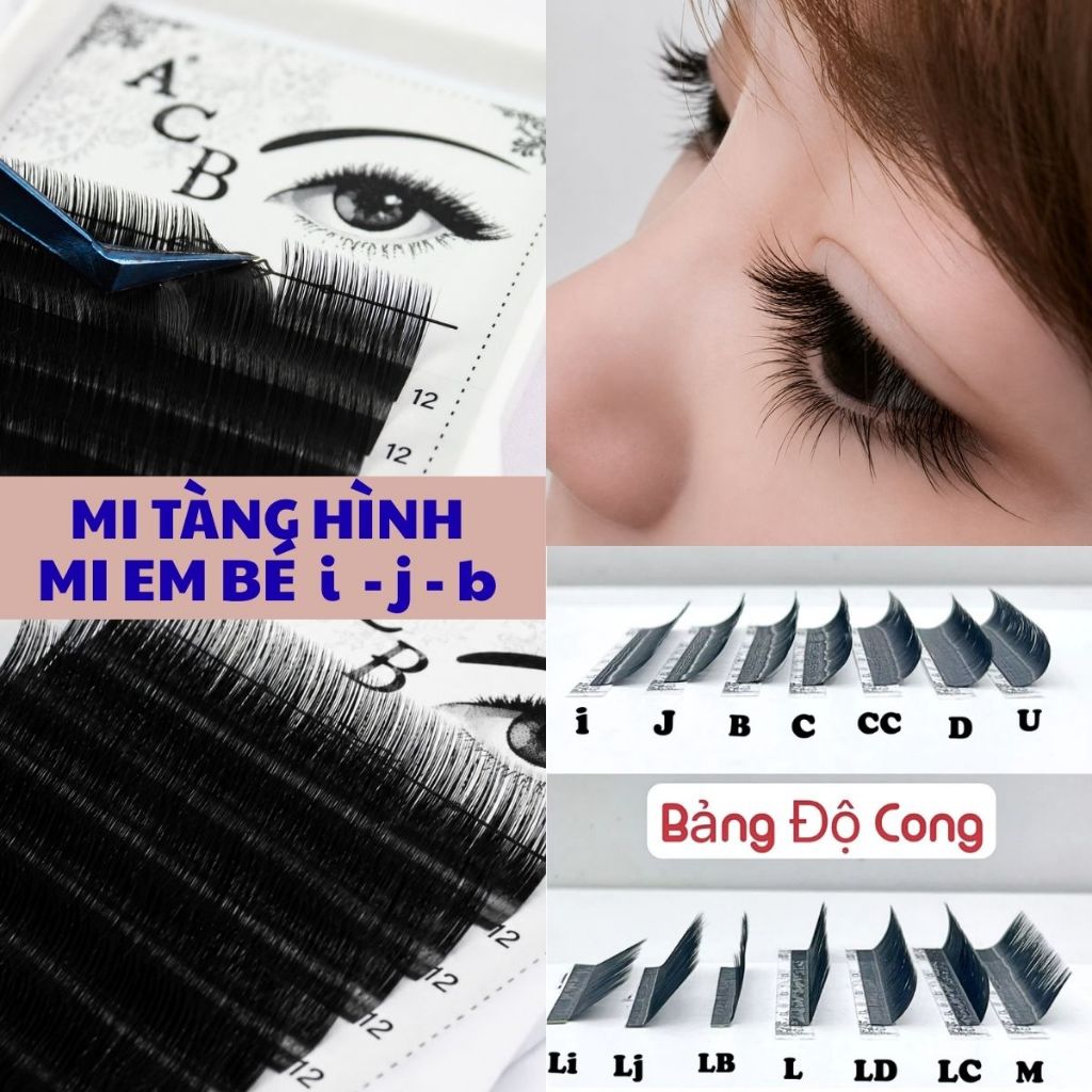 Mi tàng hình, mi em bé độ cong tự nhiên i-J-B dày 0.05-0.07, siêu mềm, nhẹ hút keo tốt - TUẤN SKY
