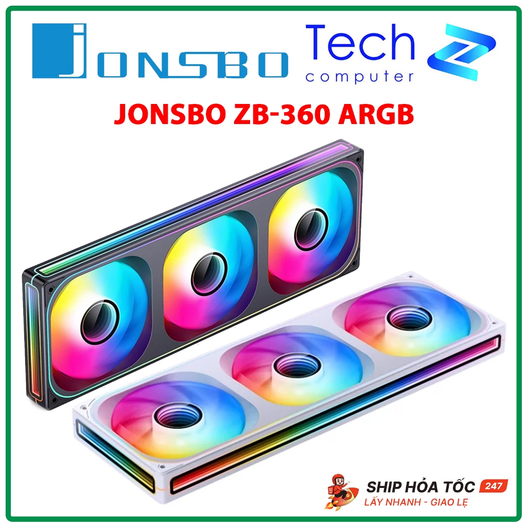 Quạt Case JONSBO ZB-360 ARGB Fan Xuôi / Fan Ngược Đen Trắng PWM Chính Hãng