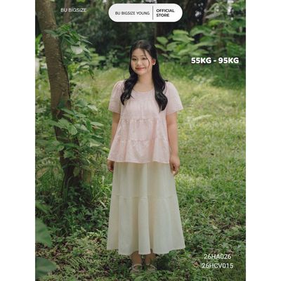 Chân váy linen 3 tầng BIGSIZE (55kg đến 95kg) – 26HCV015   - [BU Bigsize Young]